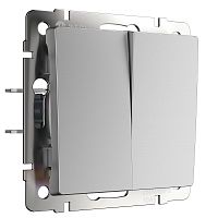 Переключатель без рамки Werkel 2-кл. перекрестный серебряный глянцевый картинка